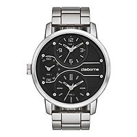 Claiborne Mens Oversized Dial Silver-Tone Watch