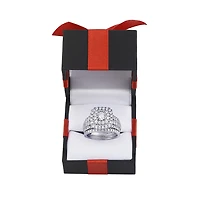 2 CT.T.W. Natural Diamond Cushion Shape Side Stone Halo Bridal Set 10K or 14K White Gold