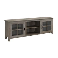 70" Farmhouse Simple Window Pane 2 Door Wood TV Stand