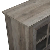 70" Farmhouse Simple Window Pane 2 Door Wood TV Stand