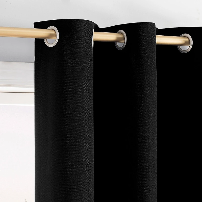 Sun Zero Glynn Magnetic Closure Grommet Top 100% Blackout Set of 2 Curtain Panel