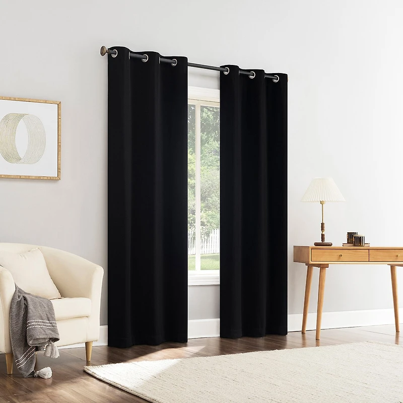 Sun Zero Glynn Magnetic Closure Grommet Top 100% Blackout Set of 2 Curtain Panel