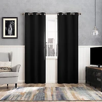 Sun Zero Glynn Magnetic Closure Grommet Top 100% Blackout Set of 2 Curtain Panel