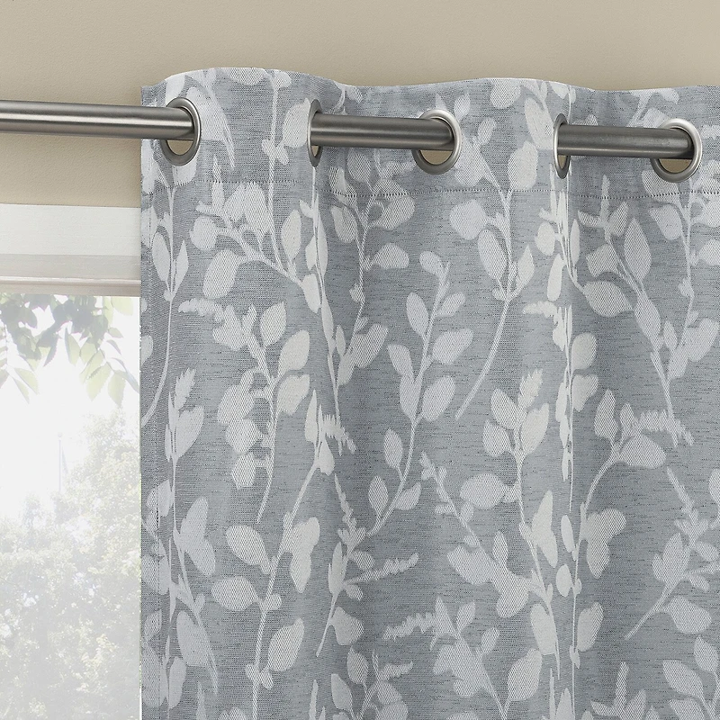 Sun Zero Glynn Gaia Woven Floral Magnetic Closure Grommet Top Energy Saving 100% Blackout Set of 2 Curtain Panel