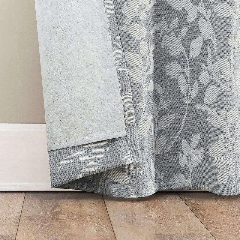 Sun Zero Glynn Gaia Woven Floral Magnetic Closure Grommet Top Energy Saving 100% Blackout Set of 2 Curtain Panel