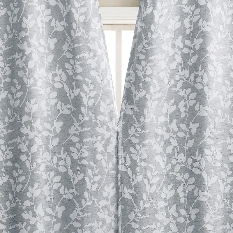 Sun Zero Glynn Gaia Woven Floral Magnetic Closure Grommet Top Energy Saving 100% Blackout Set of 2 Curtain Panel