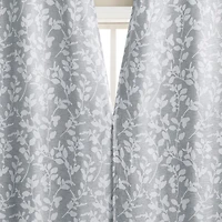 Sun Zero Glynn Gaia Woven Floral Magnetic Closure Grommet Top Energy Saving 100% Blackout Set of 2 Curtain Panel