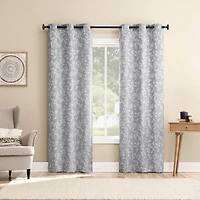 Sun Zero Glynn Gaia Woven Floral Magnetic Closure Grommet Top Energy Saving 100% Blackout Set of 2 Curtain Panel