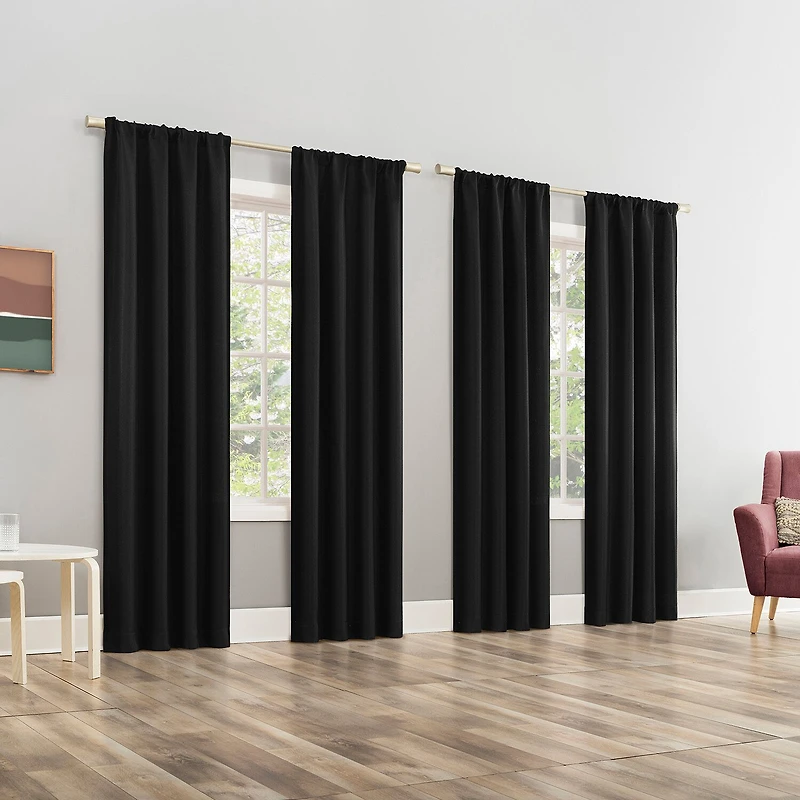 Sun Zero Dasan Rod Pocket Grommet Top Blackout Set of 4 Curtain Panel