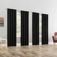 Sun Zero Dasan Rod Pocket Grommet Top Blackout Set of 4 Curtain Panel