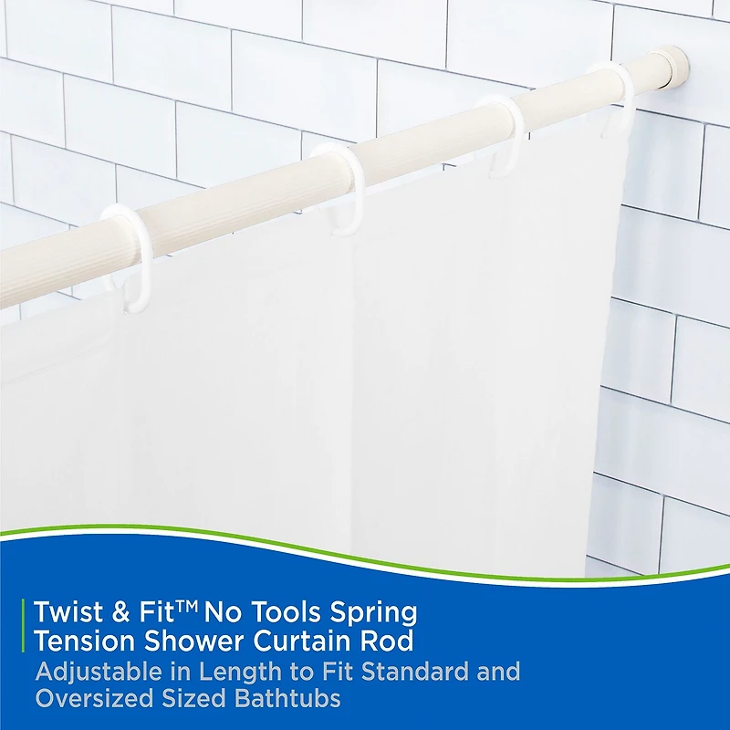 Kenney Twist & Fit No Tools 42-72 Adjustable Spring Tension Shower Curtain Rod