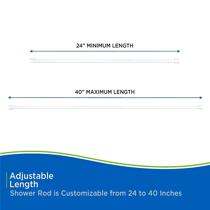 Kenney Twist & Fit No Tools 24-40 IN Adjustable Tension Stall Shower Curtain Rod