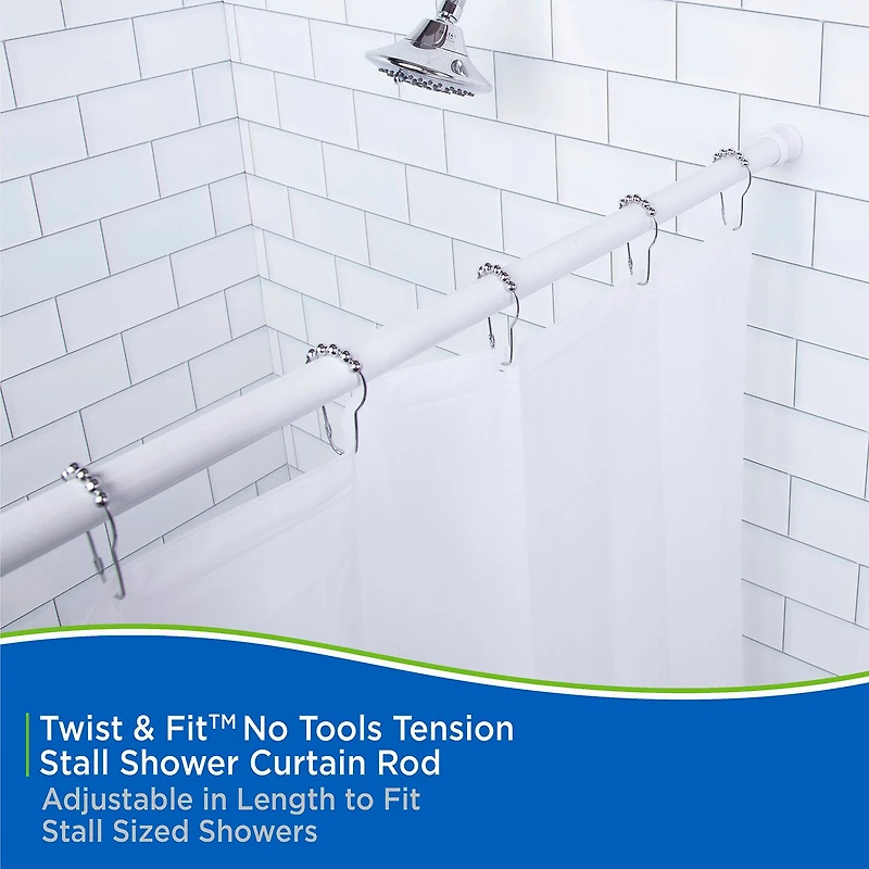 Kenney Twist & Fit No Tools 24-40 IN Adjustable Tension Stall Shower Curtain Rod