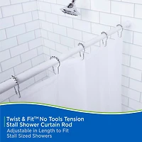 Kenney Twist & Fit No Tools 24-40 IN Adjustable Tension Stall Shower Curtain Rod