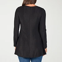 24seven Comfort Apparel Womens Scoop Neck Long Sleeve Blouse