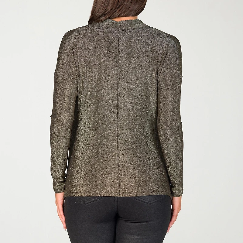 24seven Comfort Apparel Womens Cowl Neck Long Sleeve Blouse