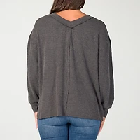 24seven Comfort Apparel Womens V Neck Long Sleeve Blouse