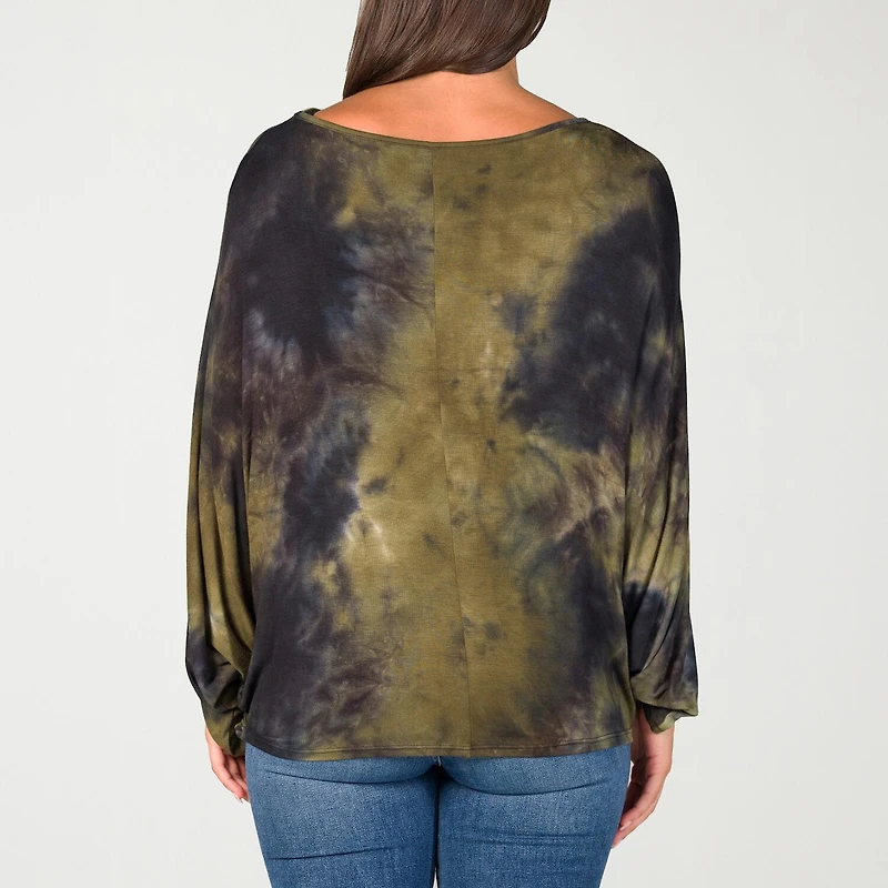 24seven Comfort Apparel Womens Scoop Neck Long Sleeve Blouse