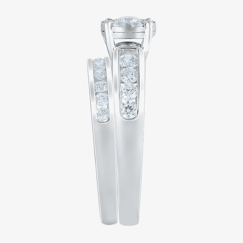 Round 1 CT.T.W. Natural Diamond Side Stone Bridal Set 10K or 14K Gold