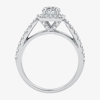 I Said Yes (G / Si1-Si2) Womens 1 1/2 CT. T.W. Lab Grown White Diamond Sterling Silver Cushion Side Stone Halo Bridal Set
