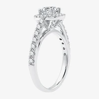 I Said Yes (G / Si1-Si2) Womens 1 1/2 CT. T.W. Lab Grown White Diamond Sterling Silver Cushion Side Stone Halo Bridal Set