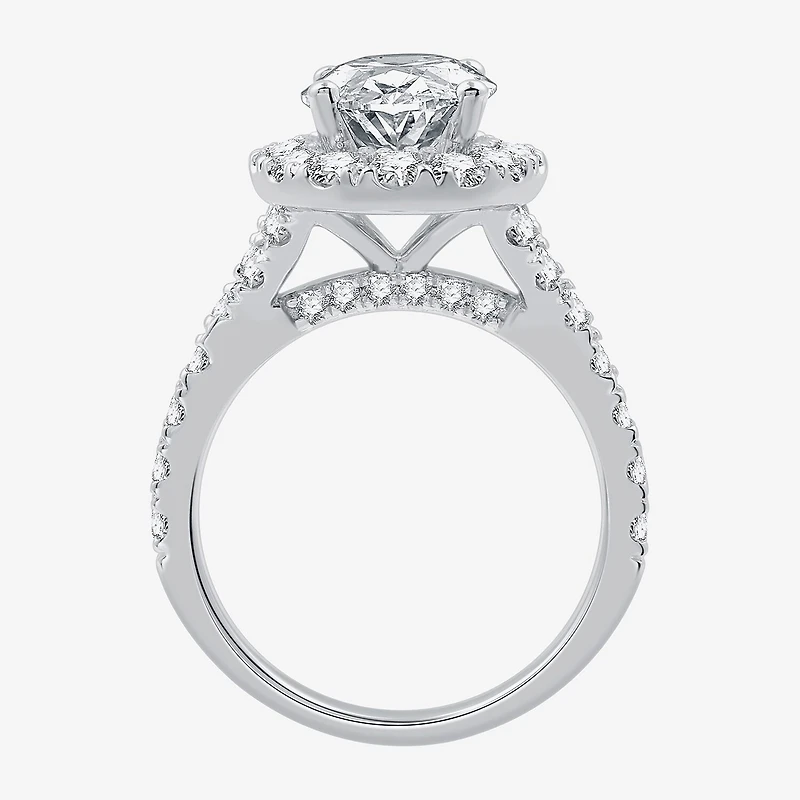Signature By Modern Bride (G / Si1-Si2) Womens 5 CT. T.W. Lab Grown White Diamond 14K Gold Oval Side Stone Halo Bridal Set