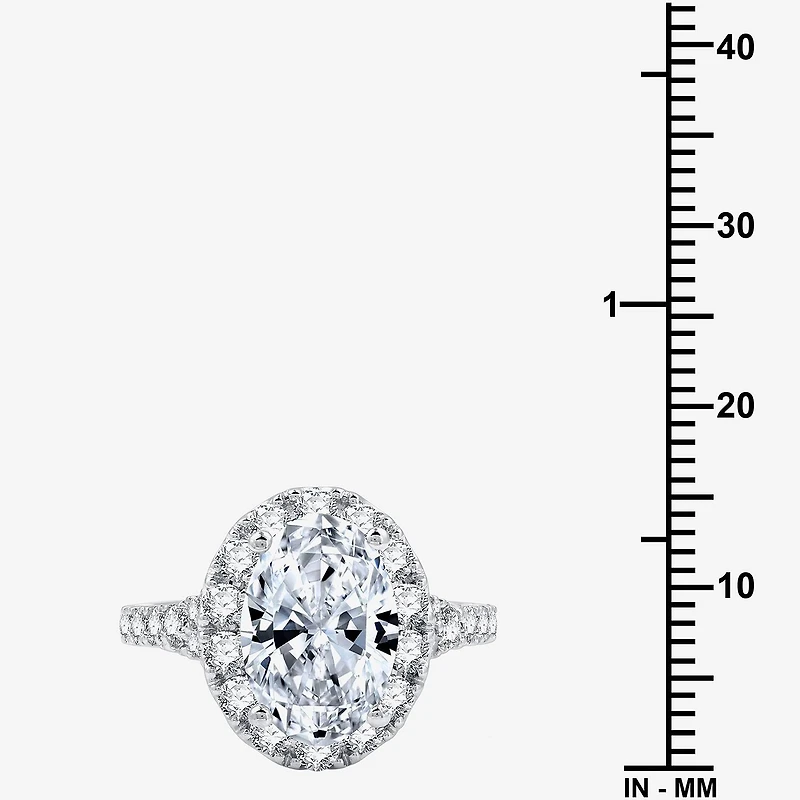 Signature By Modern Bride (G / Si1-Si2) Womens 5 CT. T.W. Lab Grown White Diamond 14K Gold Oval Side Stone Halo Bridal Set