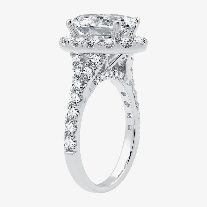 Signature By Modern Bride (G / Si1-Si2) Womens 5 CT. T.W. Lab Grown White Diamond 14K Gold Oval Side Stone Halo Bridal Set