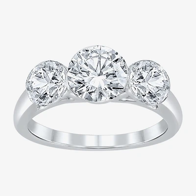 Floating Diamonds (F / Vs2) Womens 3 CT. T.W. Lab Grown White Diamond 14K Gold 3-Stone Engagement Ring
