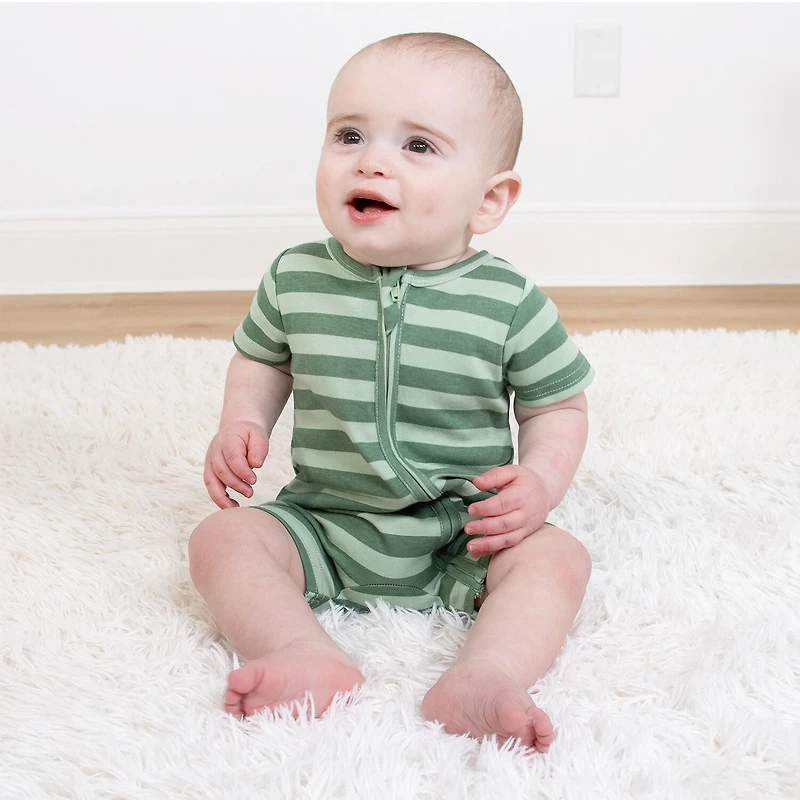 The Peanutshell Baby Boys Short Sleeve Striped 2-pc. Romper