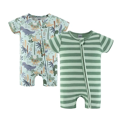 The Peanutshell Baby Boys Short Sleeve Striped 2-pc. Romper