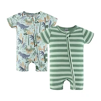 The Peanutshell Baby Boys Short Sleeve Striped 2-pc. Romper