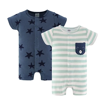 The Peanutshell Baby Boys Short Sleeve Star 2-pc. Romper