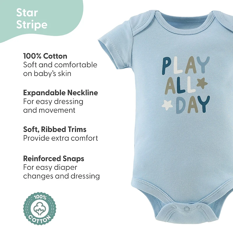 The Peanutshell Baby Boys Round Neck Short Sleeve 4-pc. Bodysuit