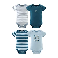 The Peanutshell Baby Boys Round Neck Short Sleeve 4-pc. Bodysuit