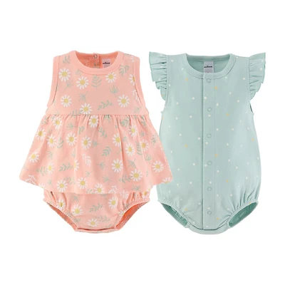 The Peanutshell Baby Girls Sleeveless Floral 2-pc. Romper