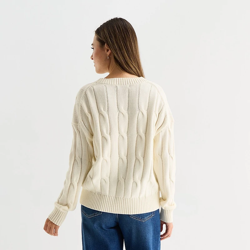 Arizona Juniors Womens Crew Neck Long Sleeve Pullover Sweater