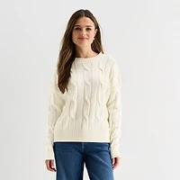 Arizona Juniors Womens Crew Neck Long Sleeve Pullover Sweater