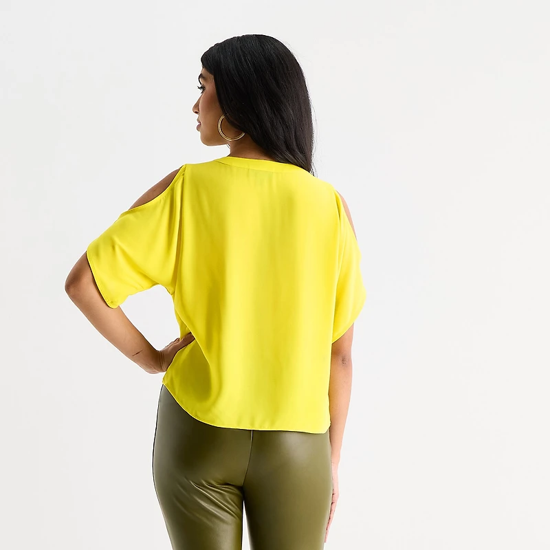 Bold Elements Womens V Neck Short Sleeve Blouse