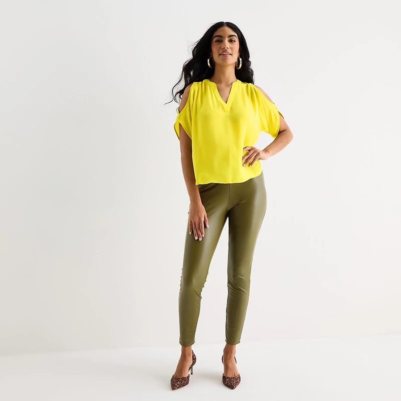 Bold Elements Womens V Neck Short Sleeve Blouse
