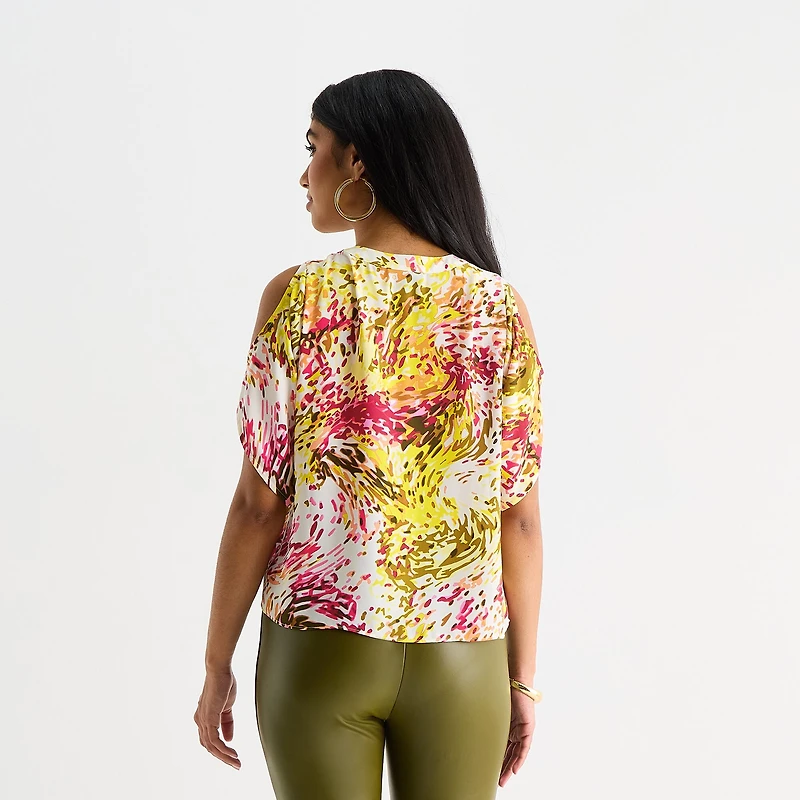 Bold Elements Womens V Neck Short Sleeve Blouse