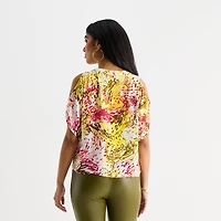 Bold Elements Womens V Neck Short Sleeve Blouse