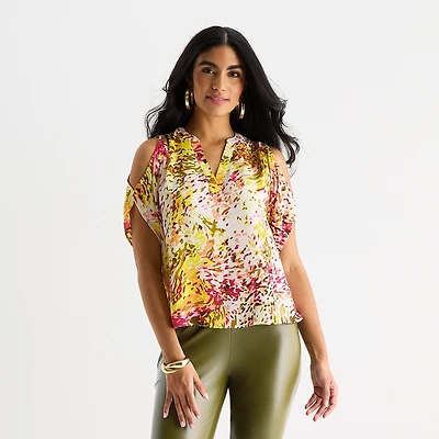 Bold Elements Womens V Neck Short Sleeve Blouse