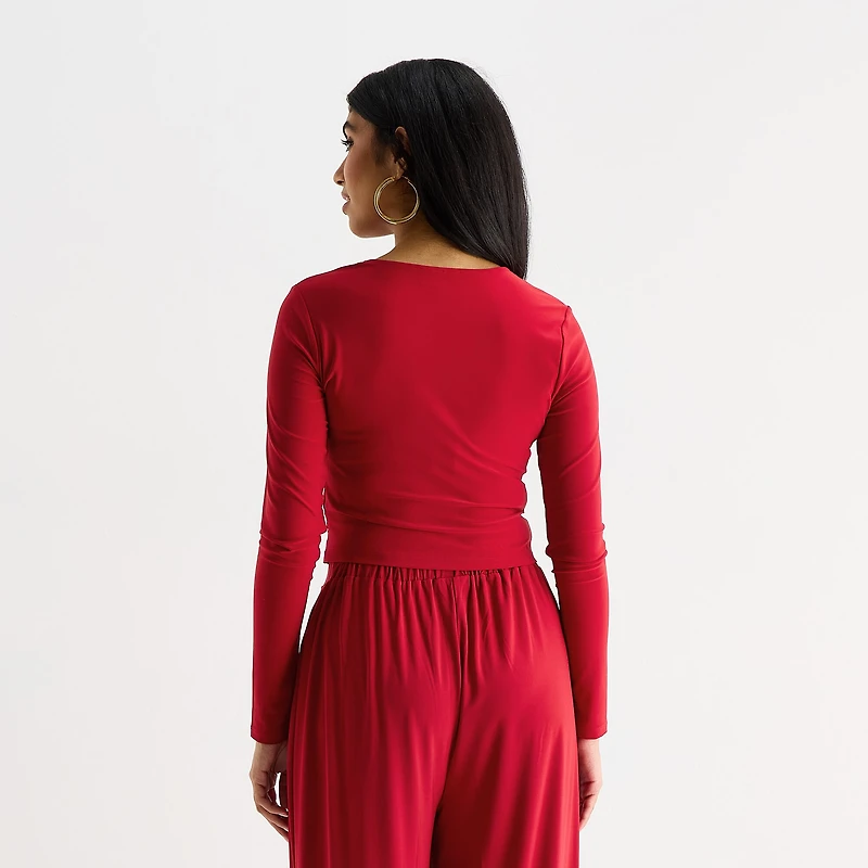 Bold Elements Womens Crew Neck Long Sleeve Blouse