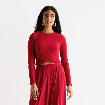 Bold Elements Womens Crew Neck Long Sleeve Blouse