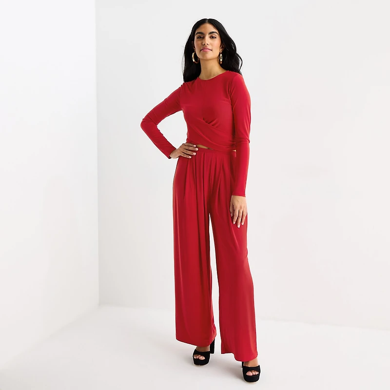 Bold Elements Womens Crew Neck Long Sleeve Blouse