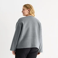 Liz Claiborne Womens Plus Midweight Cropped Jacket