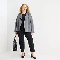 Liz Claiborne Womens Plus Midweight Cropped Jacket