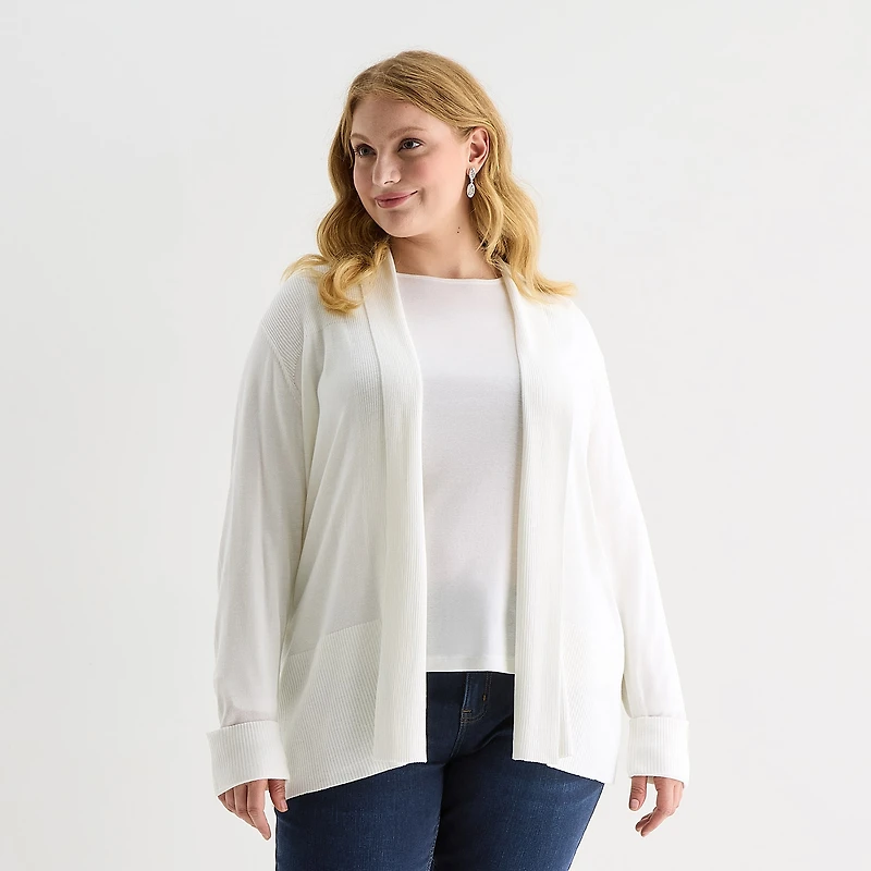 Liz Claiborne Womens Long Sleeve Layered Sweater Plus