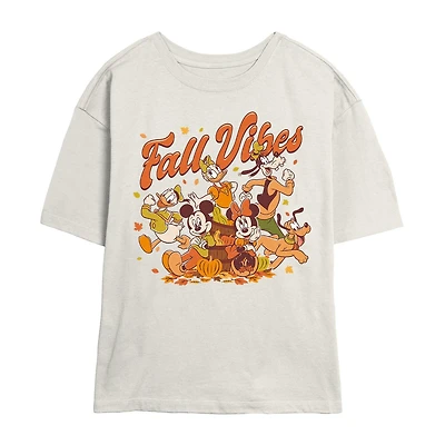 Womens Juniors Crew Neck Short Sleeve Classic Fit Mickey and Friends Graphic T-Shirt